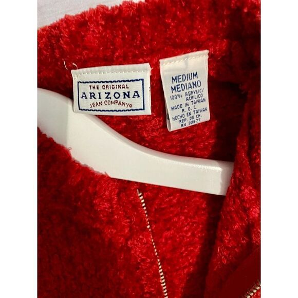Arizona Jean Company Vintage Red Soft Ribbed Zip Up Teddy Sweater - Picture 10 of 11